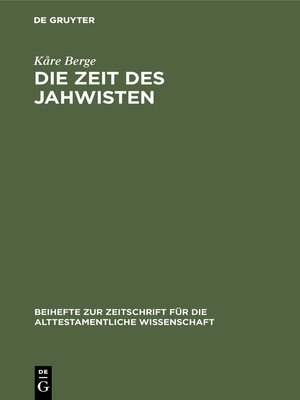 cover image of Die Zeit des Jahwisten